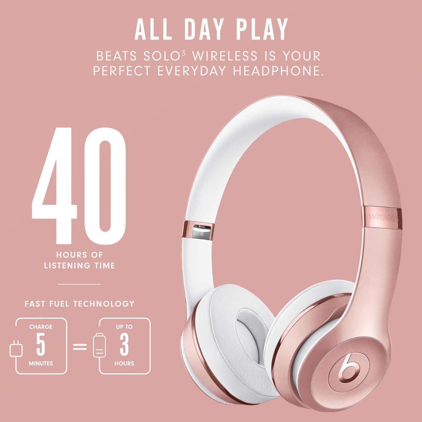 Beats Solo3 Wireless Headphones - Rose Gold