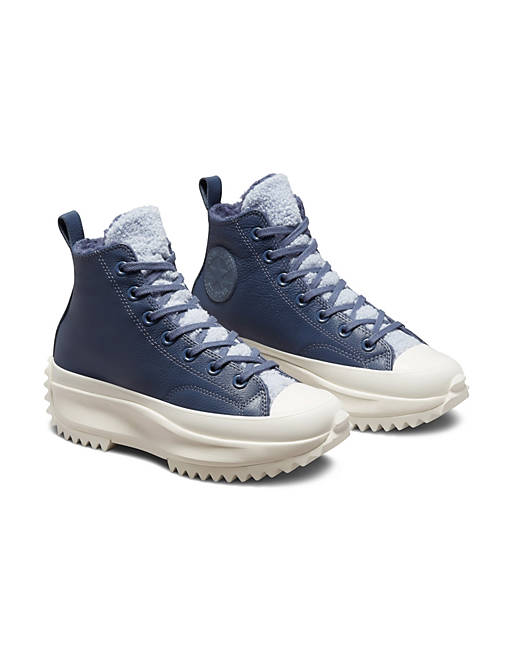 CONVERSE Run Star Hike Hi sherpa and leather platform sneakers