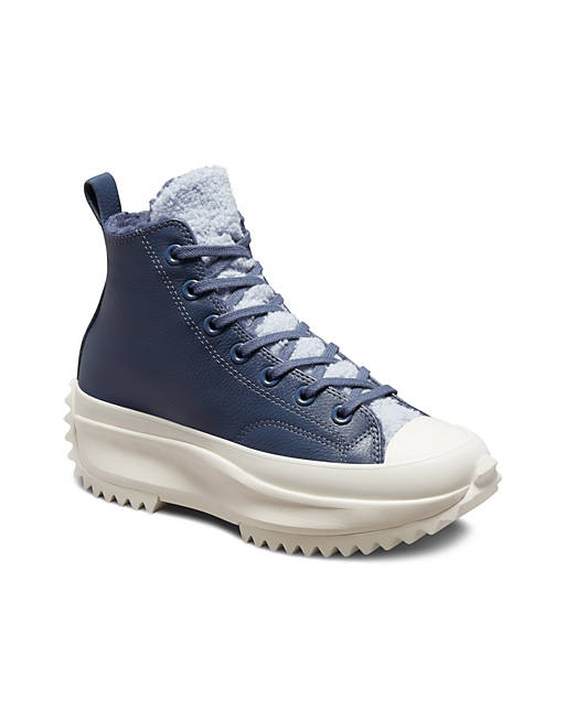 CONVERSE Run Star Hike Hi sherpa and leather platform sneakers