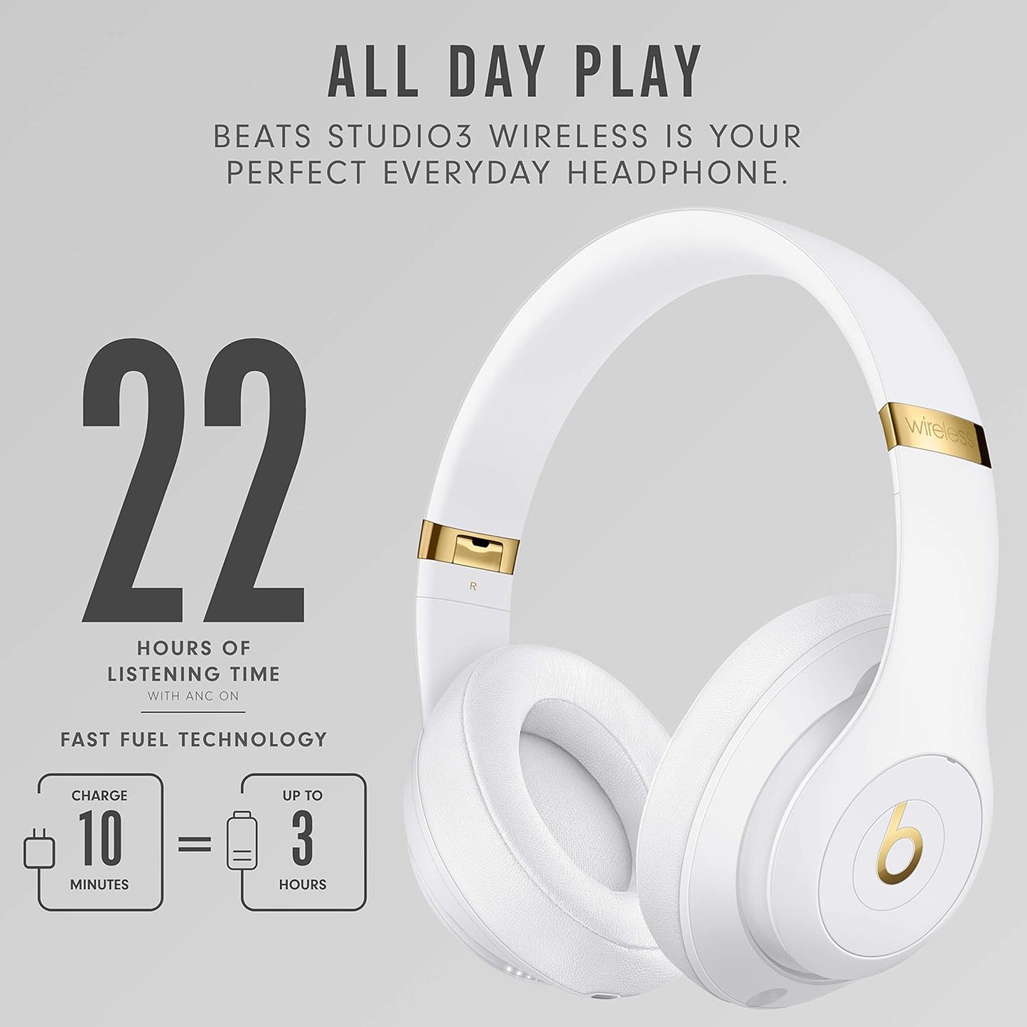 Beats Studio3 Over-Ear Wireless Headphones - White
