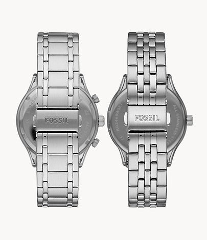Fossil Fenmore Multifunction Stainless Steel Couple Watch Gift Set