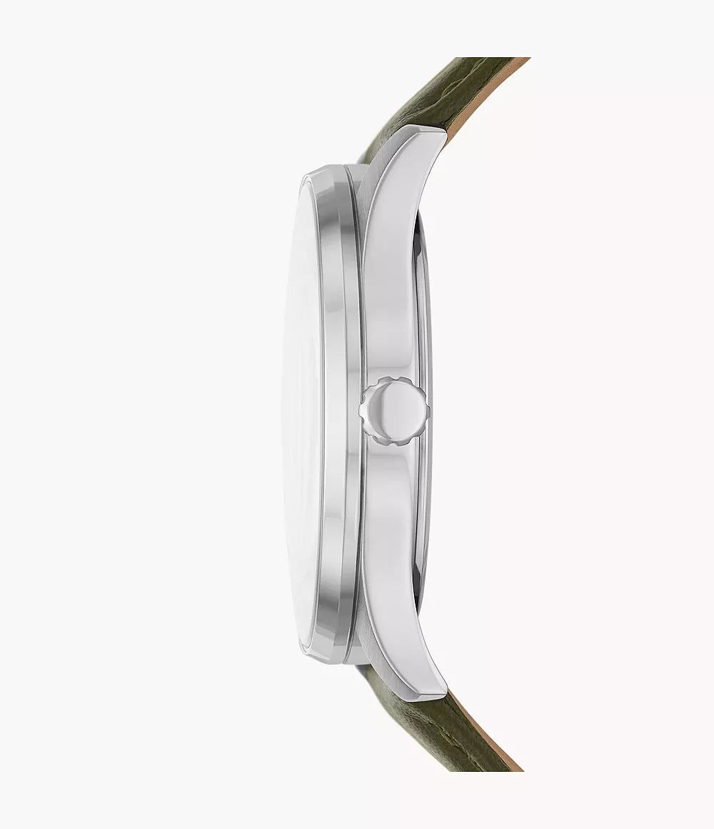 Fossil Solar-Powered Green Leather Watch