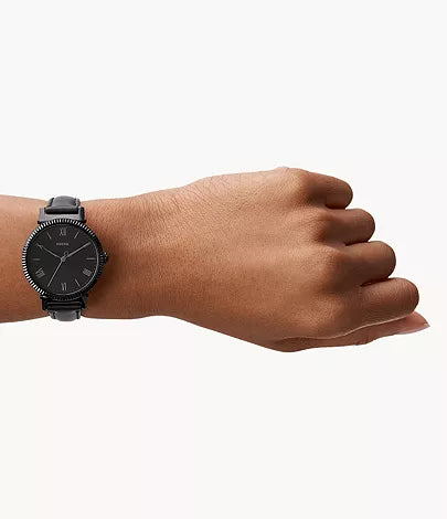 Fossil Daisy Three-Hand Black Leather Watch