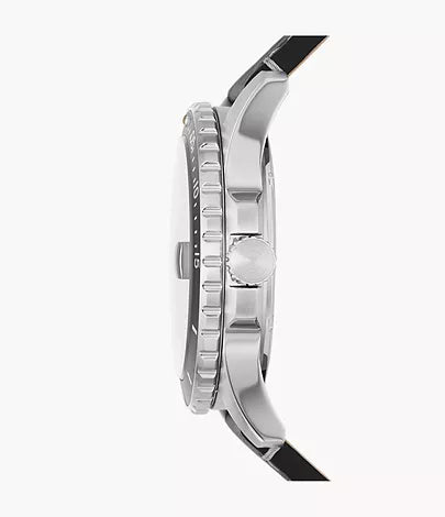 Fossil Blue Dive Three-Hand Date Black LiteHide™ Leather Watch