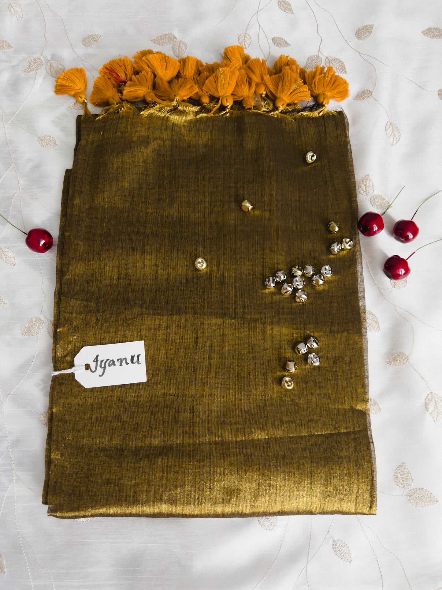 Copper Glow – Handwoven Tissue Saree