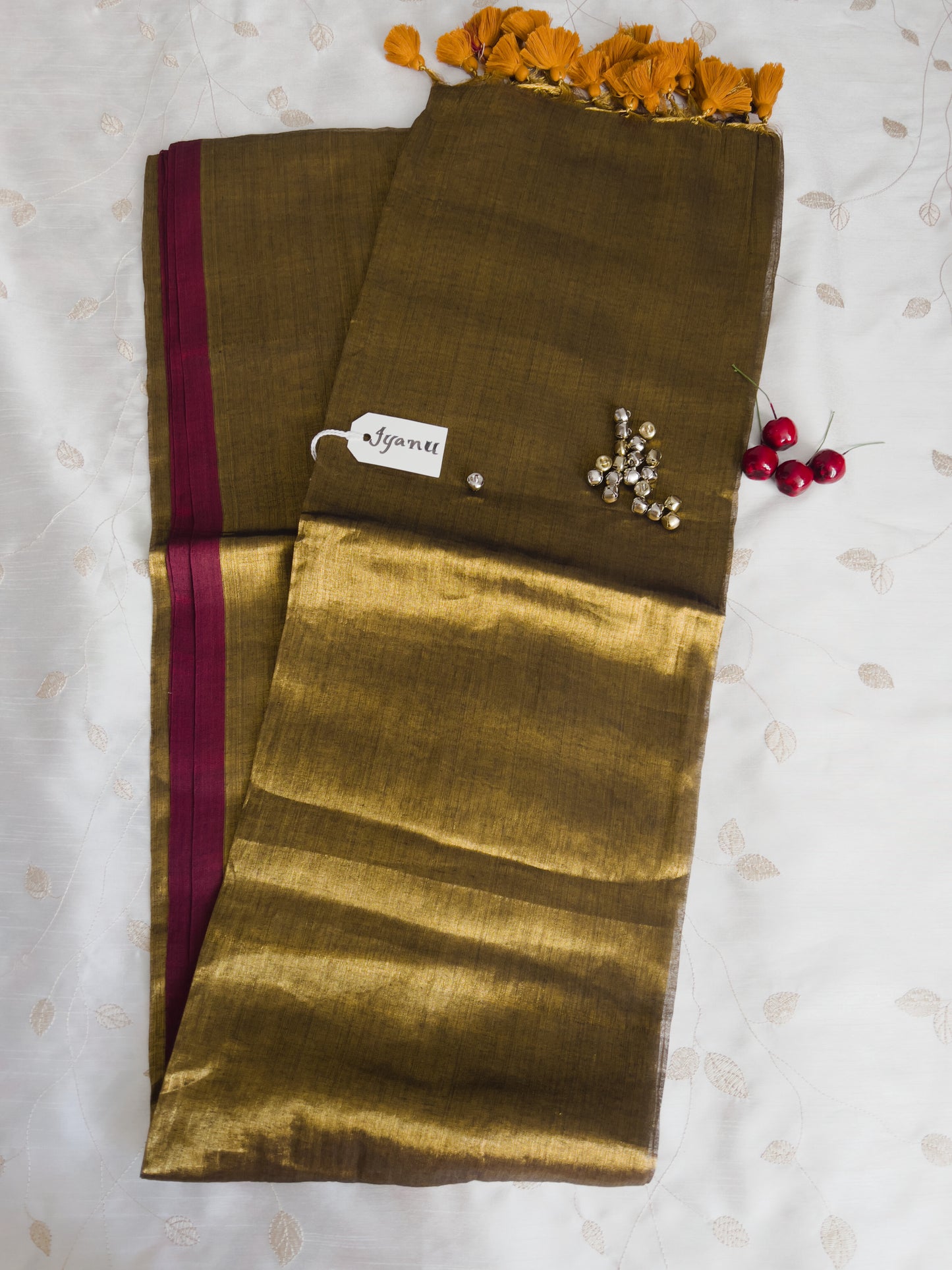 Copper Glow – Handwoven Tissue Saree