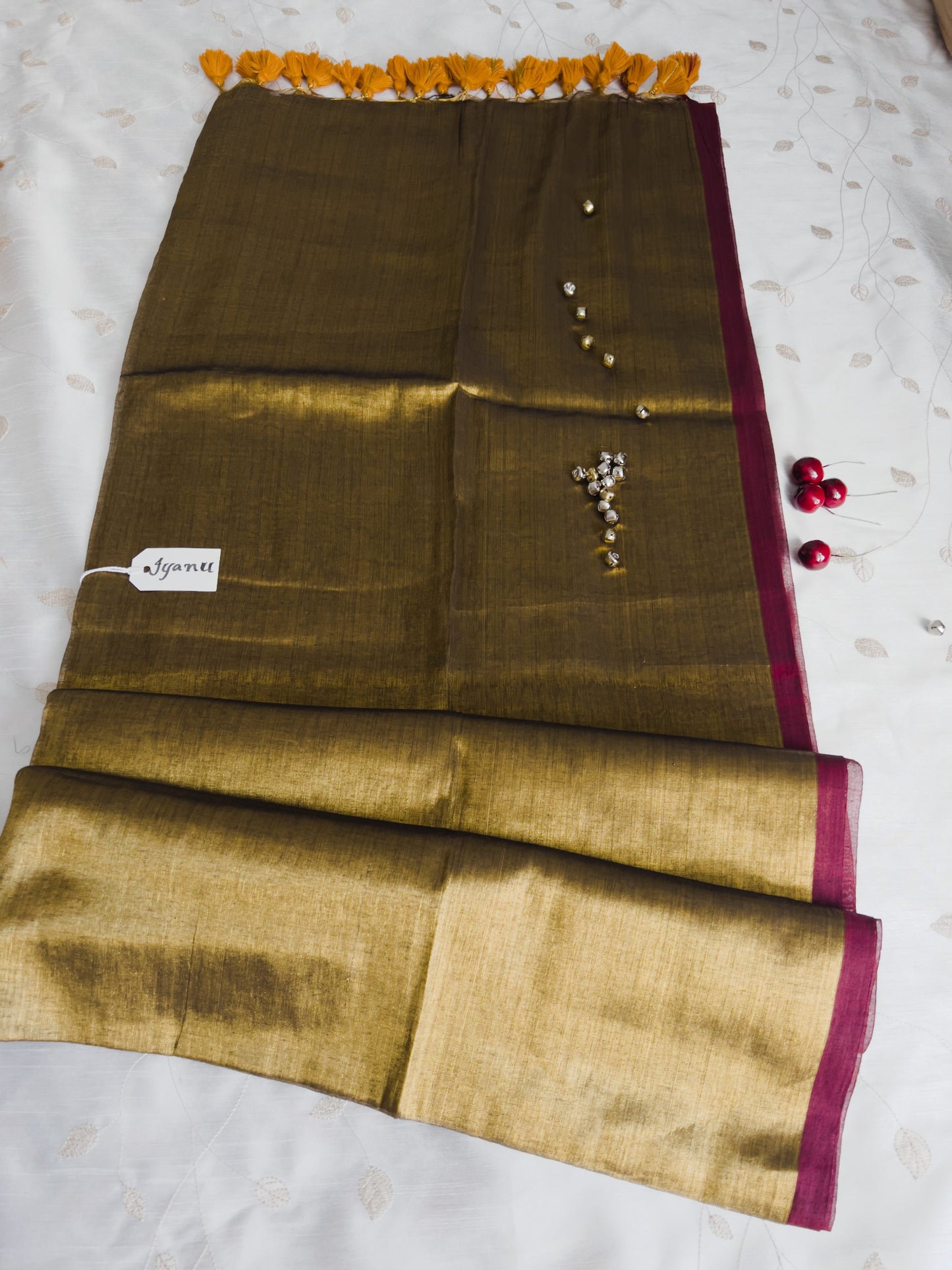 Copper Glow – Handwoven Tissue Saree