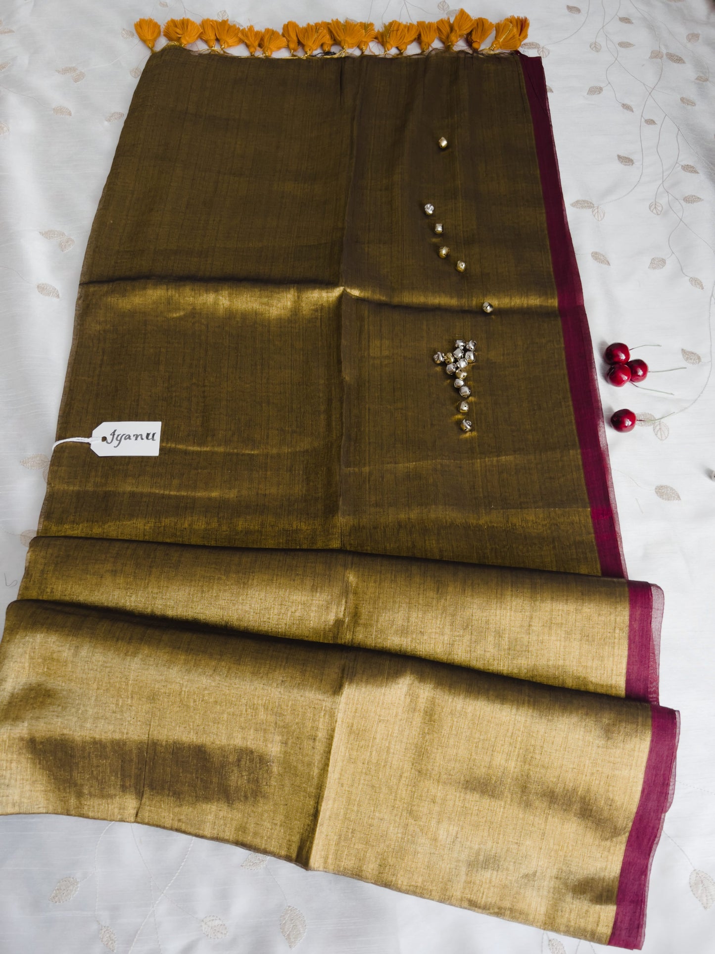 Copper Glow – Handwoven Tissue Saree