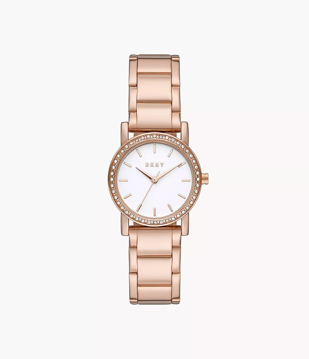 DKNY Three-Hand Rose Gold-Tone Stainless Steel Watch