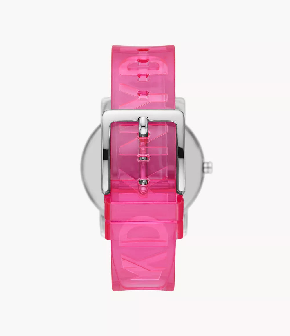 DKNY Soho Three-Hand Pink Polyurethane Watch
