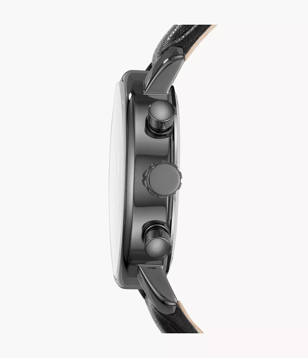 Fossil Chronograph Black Leather Watch