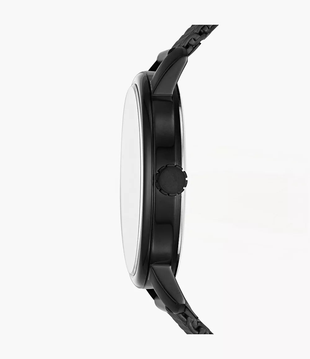 Fossil Three-Hand Black Stainless Steel Watch
