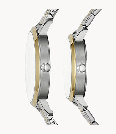 Fossil Lux Luther Stainless Steel Watch Gift Set for Couple