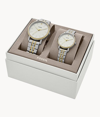 Fossil Lux Luther Stainless Steel Watch Gift Set for Couple