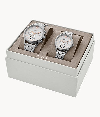 Fossil Fenmore Multifunction Stainless Steel Couple Watch Gift Set