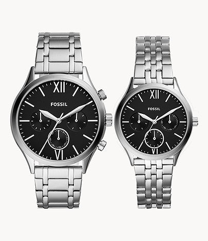 Fossil Fenmore Multifunction Stainless Steel Watch Gift Set for Couple