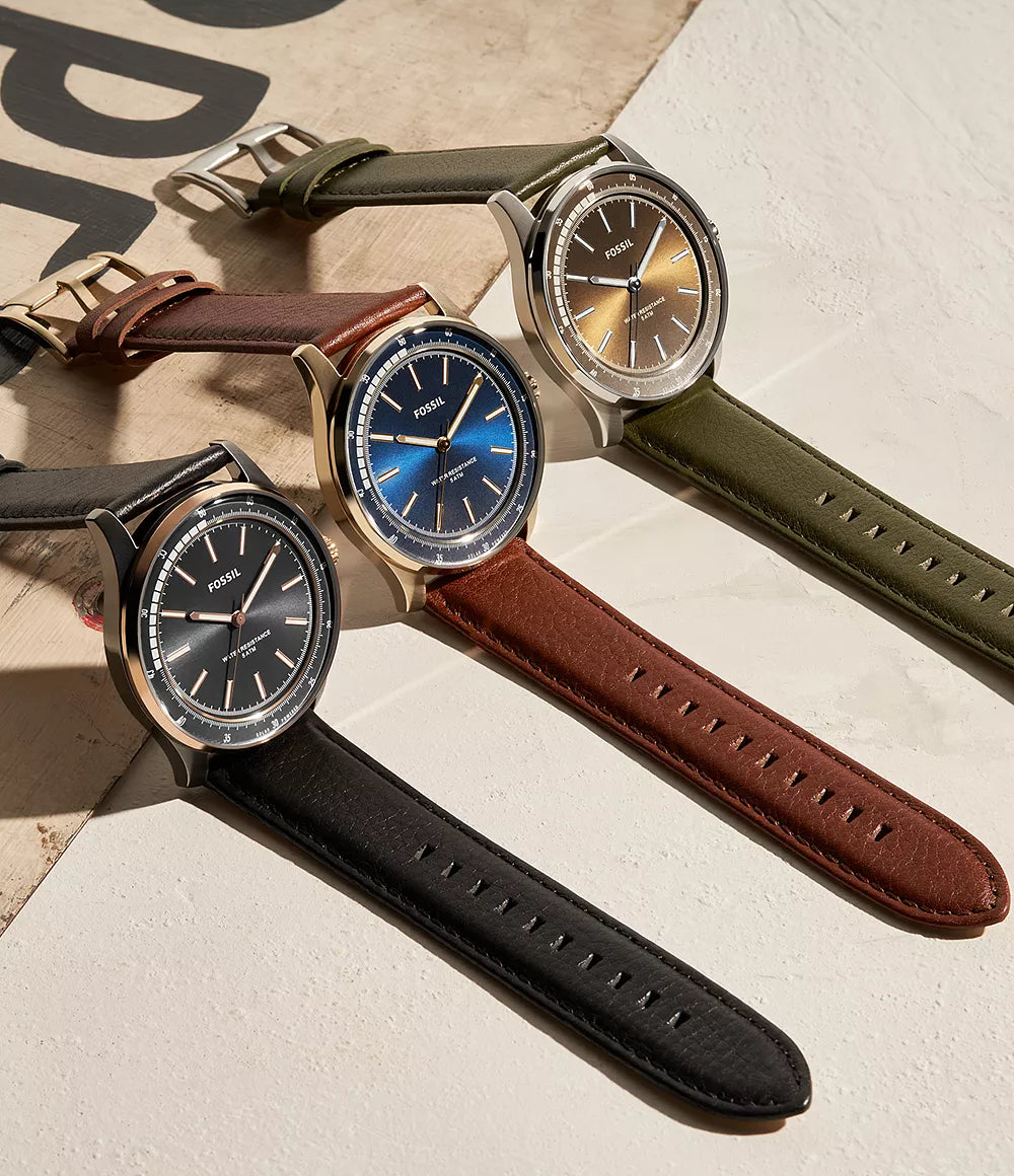 Fossil Solar-Powered Green Leather Watch