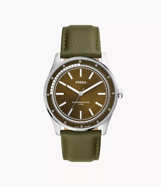 Fossil Solar-Powered Green Leather Watch