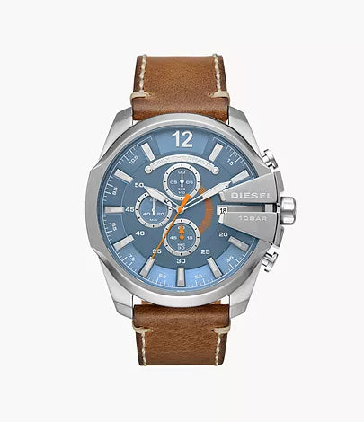 Diesel Men's Mega Chief Chronograph Brown Leather Watch