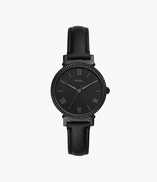 Fossil Daisy Three-Hand Black Leather Watch