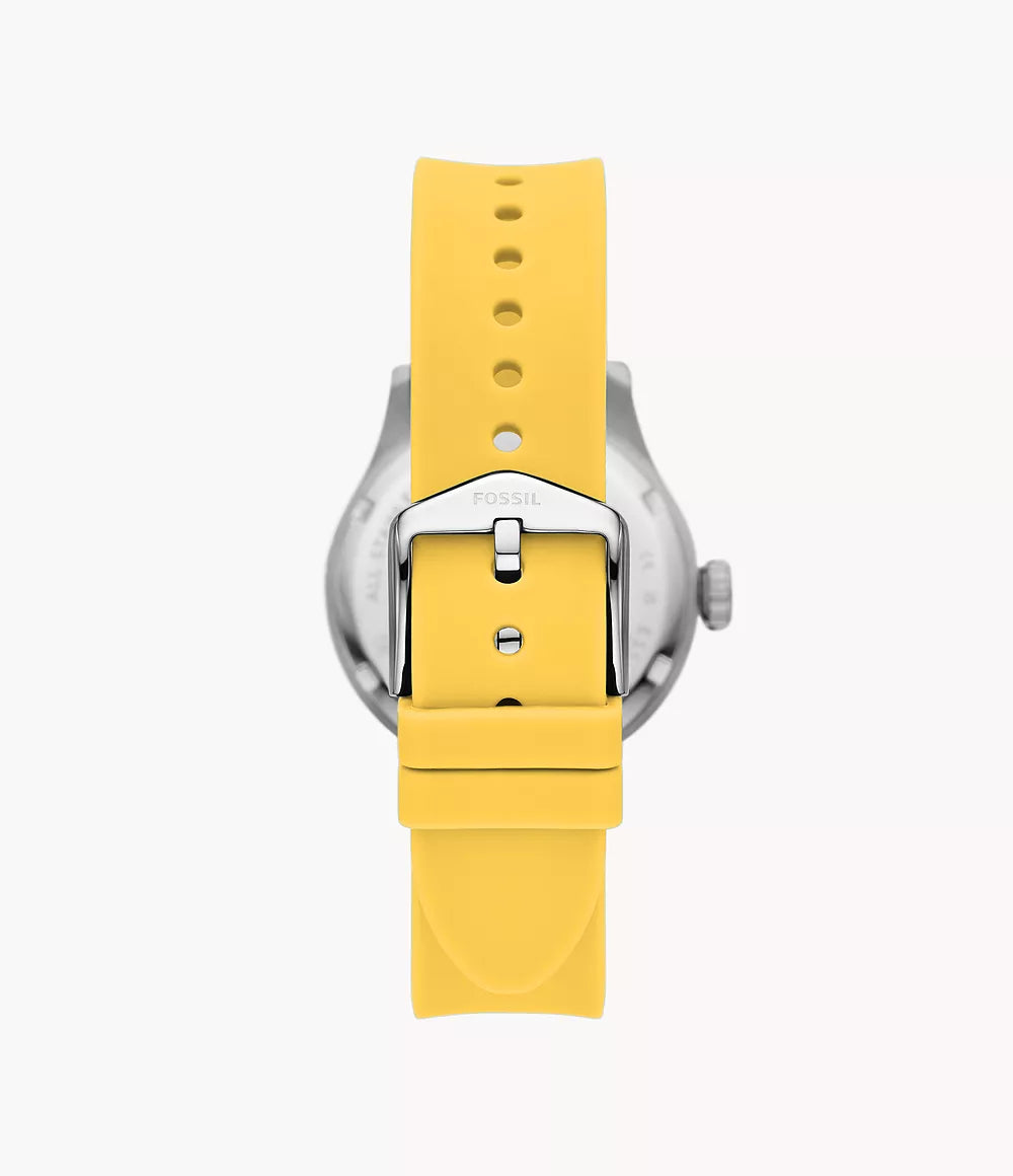 Fossil Three-Hand Date Yellow Silicone Watch