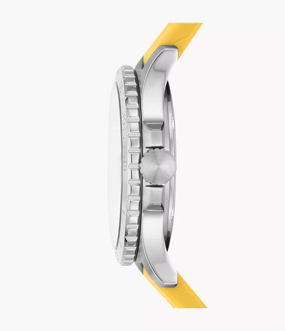 Fossil Three-Hand Date Yellow Silicone Watch