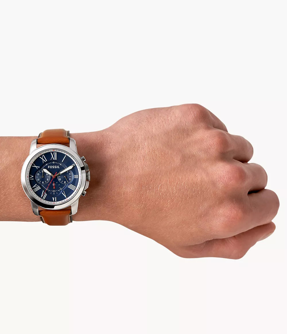 Fossil Grant Chronograph Light Brown Leather Watch