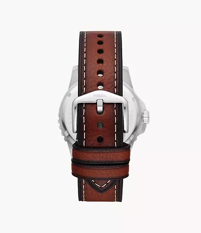 Fossil Blue Dive Three-Hand Date Brown LiteHide™ Leather Watch