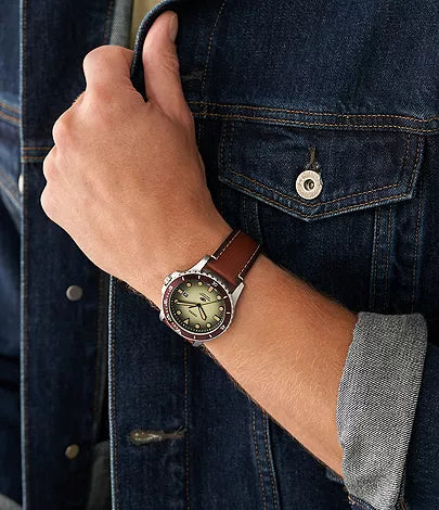 Fossil Blue Dive Three-Hand Date Brown LiteHide™ Leather Watch