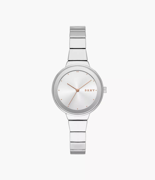 DKNY Astoria Three-Hand Silver Watch