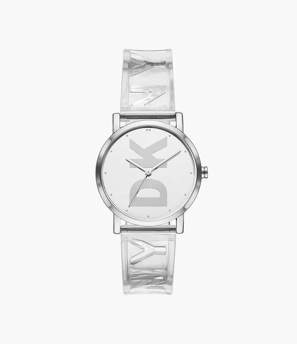 DKNY Soho Three-Hand Clear Polyurethane Watch