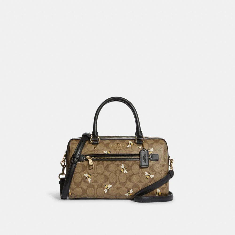 Coach Rowan Satchel In Signature Canvas With Bee Print