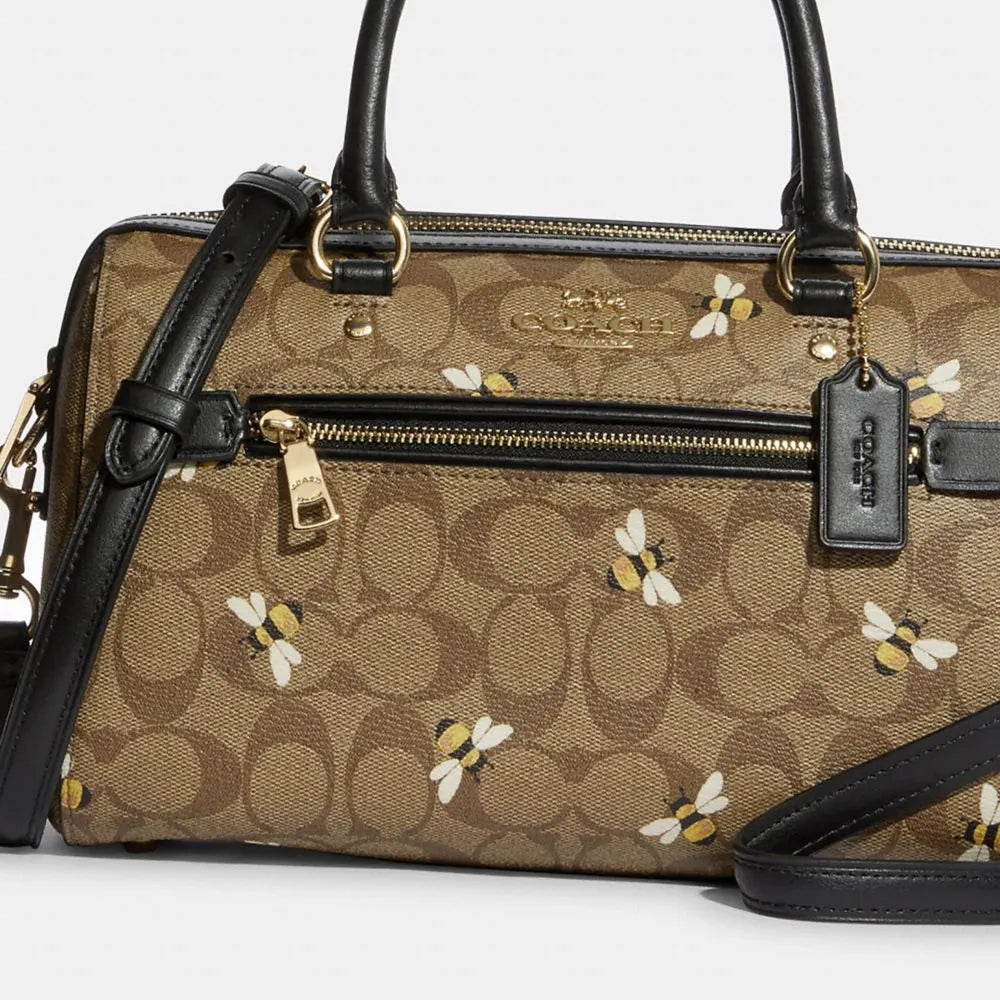 Coach Rowan Satchel In Signature Canvas With Bee Print