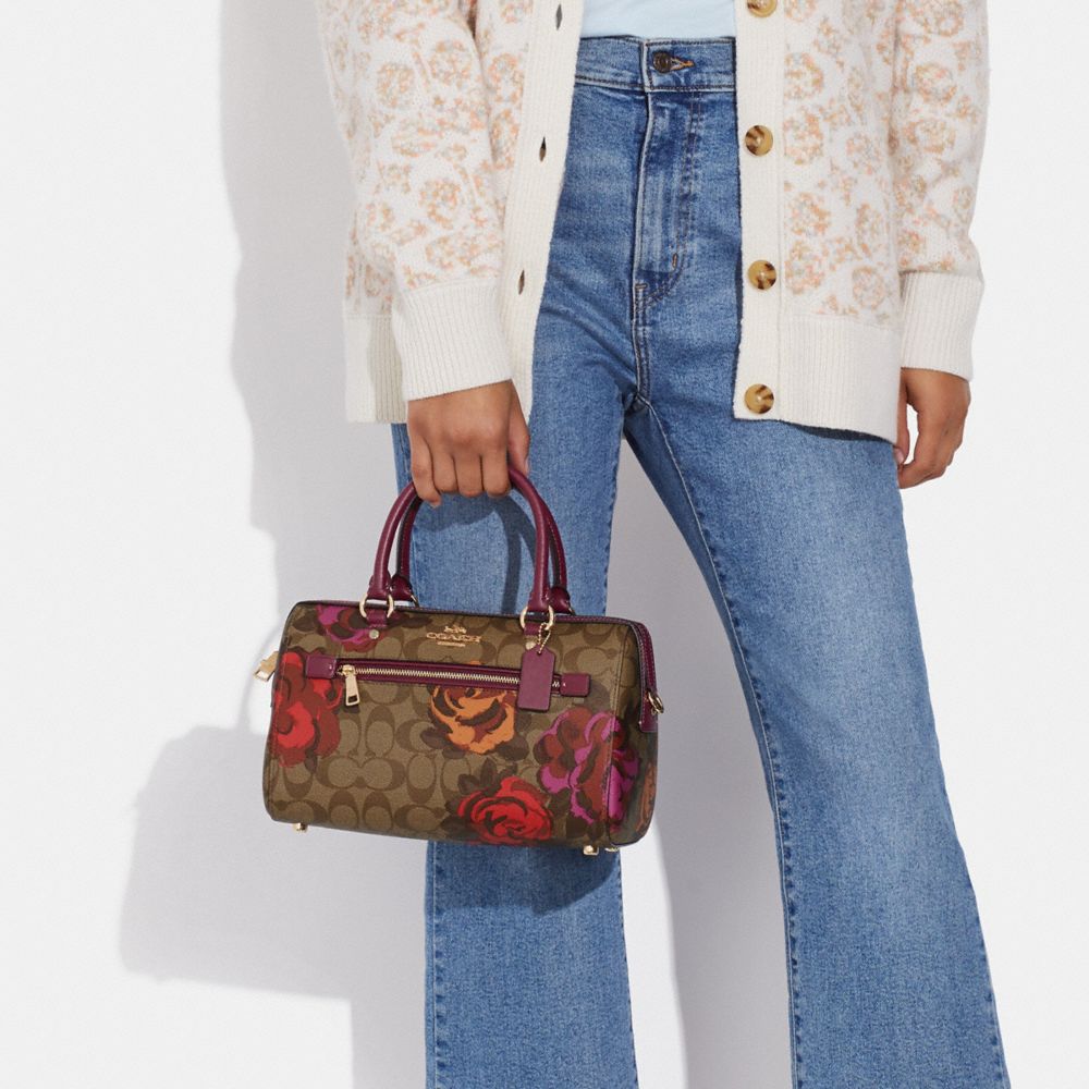 Coach Rowan Satchel In Signature Canvas With Jumbo Floral Print