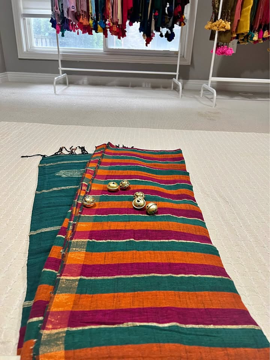 Premium Linen Handloom Saree with Jamdani Work
