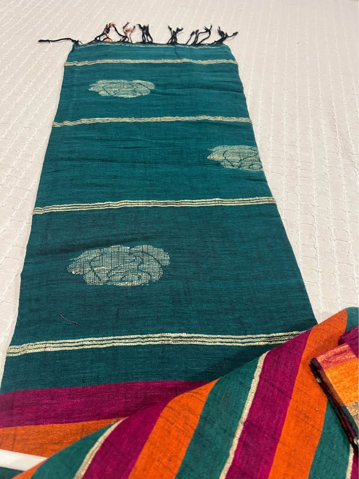 Premium Linen Handloom Saree with Jamdani Work